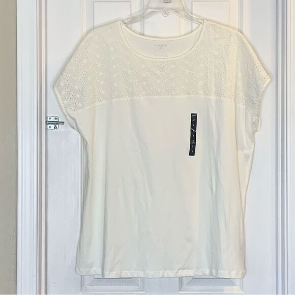 Torrid Cotton Eyelet Inset Dolman Short Sleeve Tee Plus Size 2 2X - Picture 10 of 11